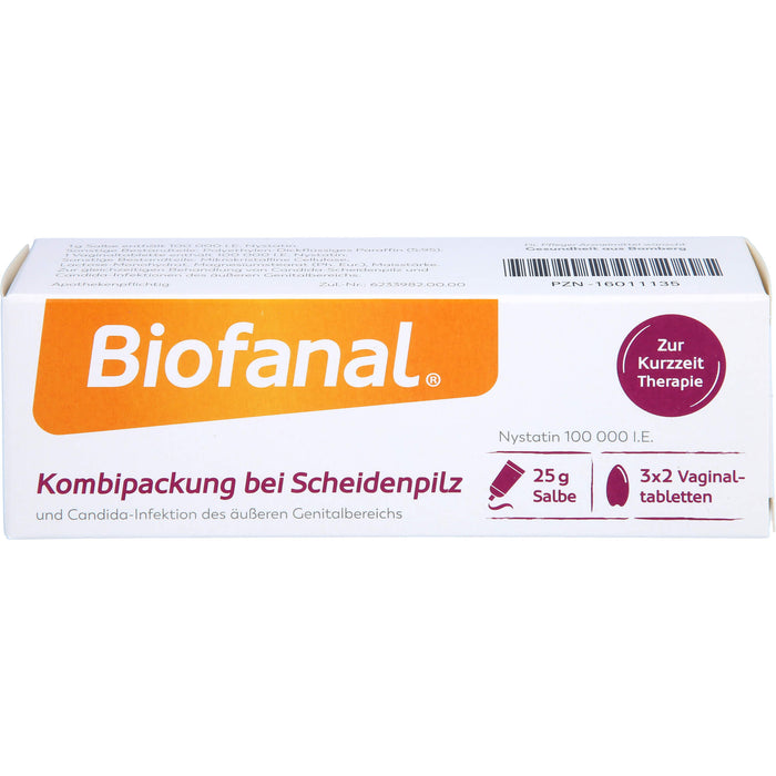 Biofanal Kombipackung bei Scheidenpilz und Candida-Infektionen des äußeren Genitalbereichs, 100 000 I.E. Salbe und Vaginaltabletten, 1 pcs. Combipack