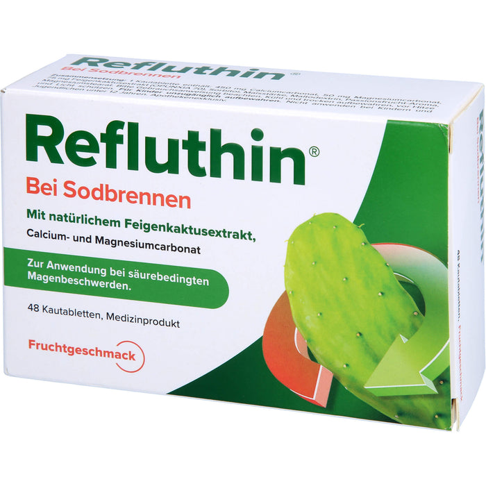 Refluthin Kautabletten bei Sodbrennen Frucht, 48 pcs. Tablets