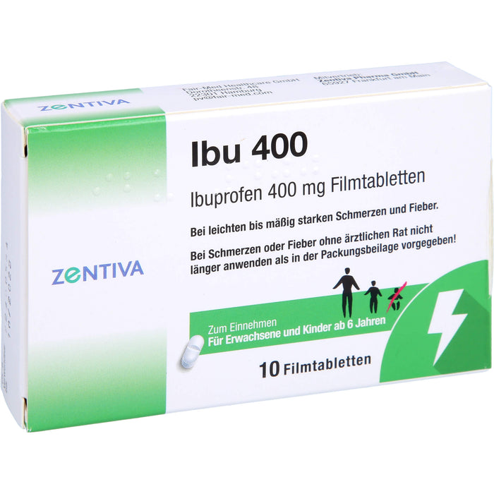 ZENTIVA Ibu 400 mg Filmtabletten bei Schmerzen und Fieber, 10 pc Tablettes