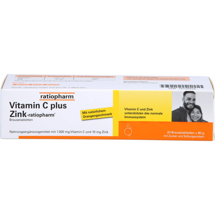 Vitamin C plus Zink-ratiopharm Brausetabletten, 20 pc Tablettes