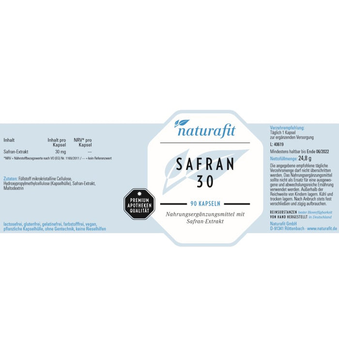 naturafit Safran 30 Kapseln, 90 pcs. Capsules