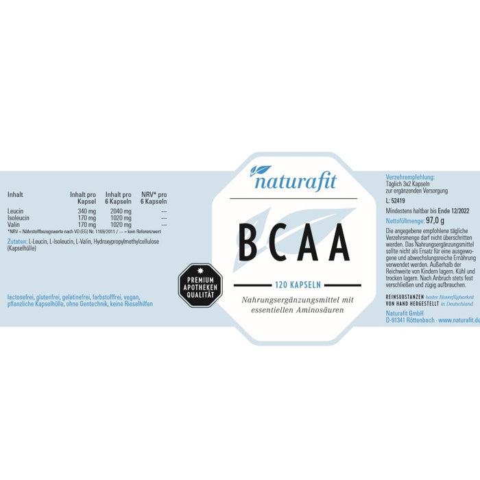 naturafit BCAA Kapseln, 120 pc Capsules