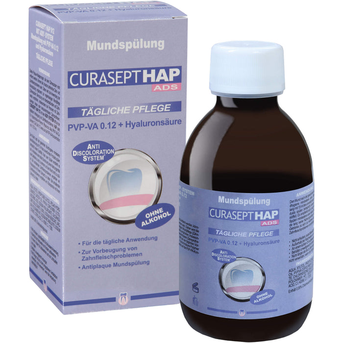 CURASEPT HAP PVP-VA 0,12 + Hyaluronsäure tägliche Pflege Mundspülung, 200 ml Solution