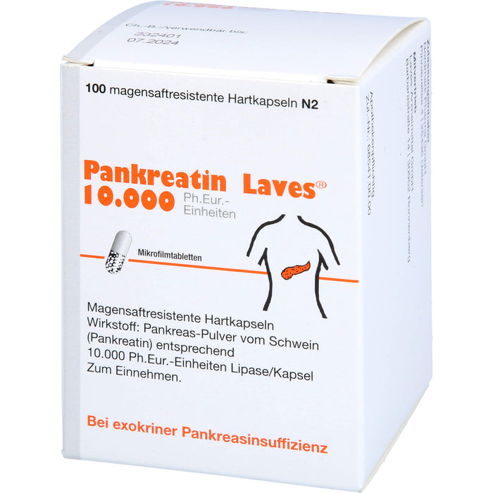 Pankreatin Laves 10.000 Ph.Eur.-Einheiten Hartkapseln Verdauungsenzyme, 100 St. Kapseln