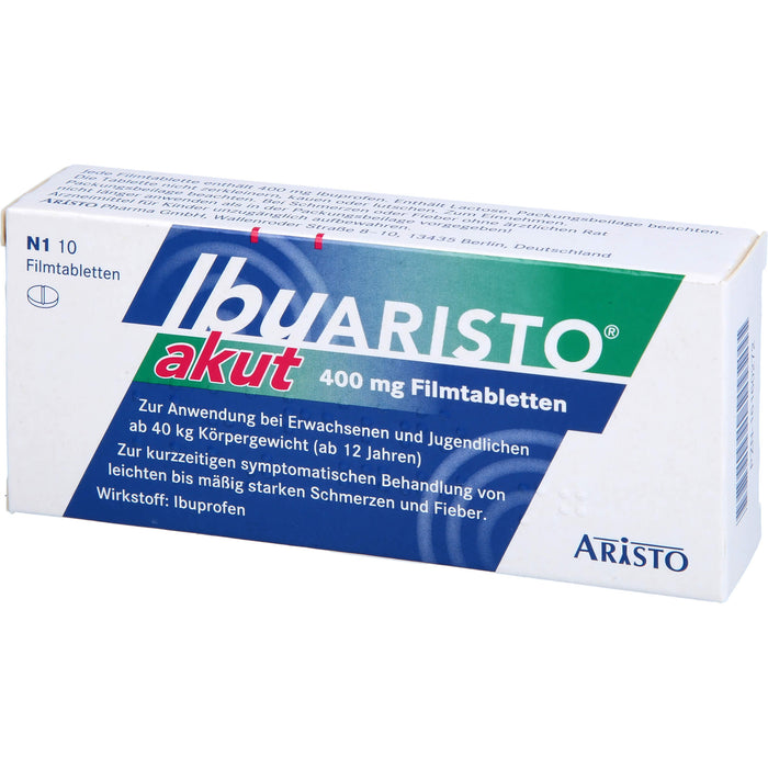 ARISTO Ibu akut 400 mg Filmtabletten bei Schmerzen und Fieber, 10 pcs. Tablets