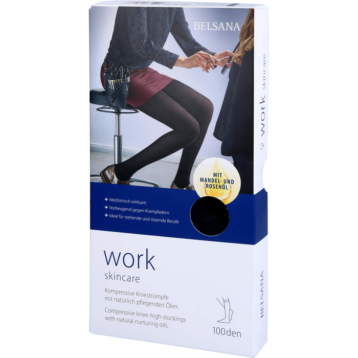 BELSANA Work Skincare A-D Gr.M schwarze kompressive Kniestrümpfe, 2 pcs. Stockings