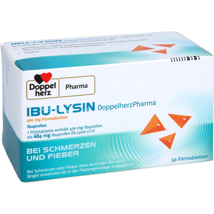 Doppelherz Pharma Ibu Lysin 400 mg Filmtabletten bei Schmerzen und Fieber, 50 pcs. Tablets