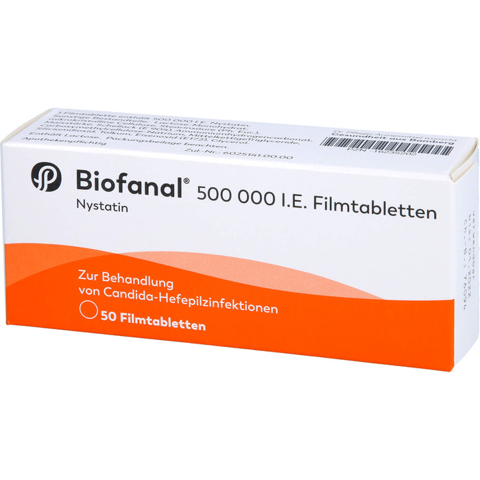 Biofanal 500 000 I.E. Filmtabletten zur Behandlung von Candida-Hefepilzinfektionen, 50 St. Tabletten