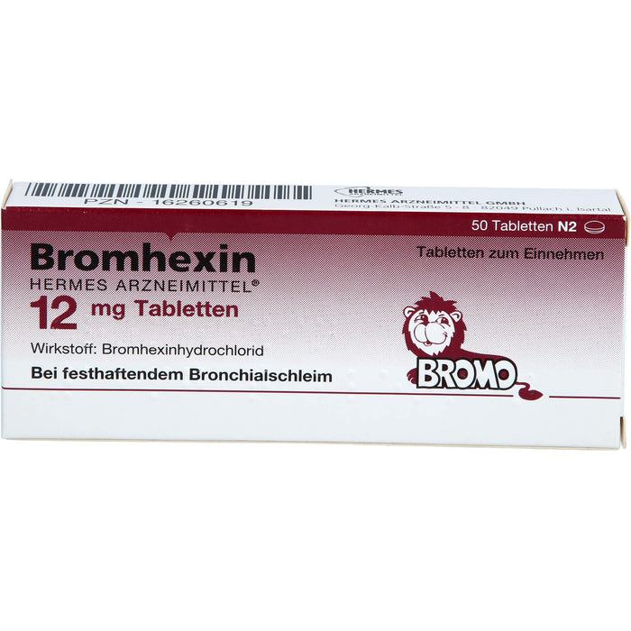 Bromhexin Hermes Arzneimittel 12 mg Tabletten, 50 pc Tablettes