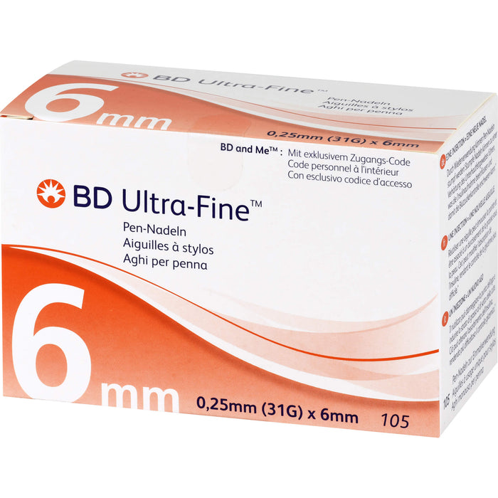 BD ULTRA-FINE Pen-Nadeln 6 mm 31 G 0,25 mm, 105 St KAN