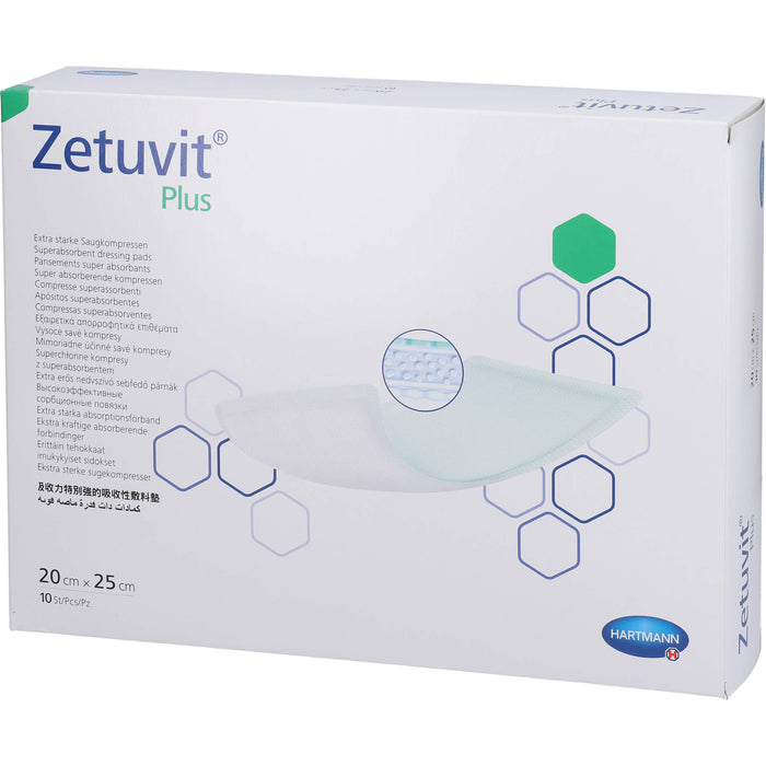 ZETUVIT Plus extrastarke Saugkompr.steril 20x25 cm, 10 St KOM