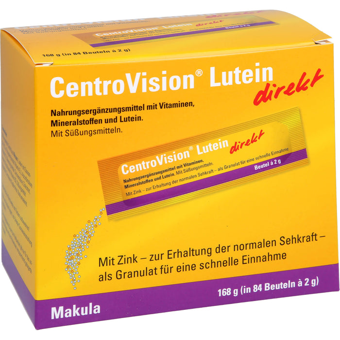 CentroVision Lutein direkt Granulat zur Erhaltung normaler Sehkraft, 84 St. Beutel