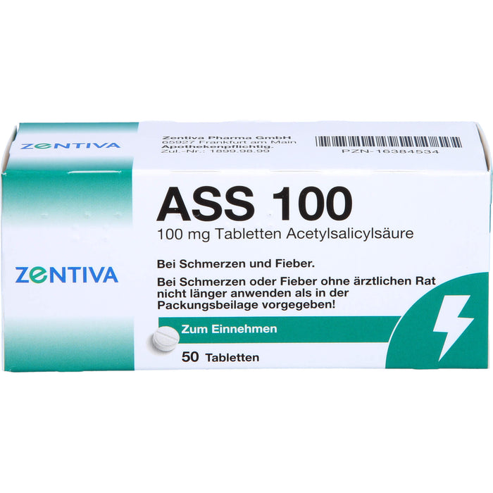 ZENTIVA ASS 100 Tabletten bei Schmerzen und Fieber, 50 pc Tablettes