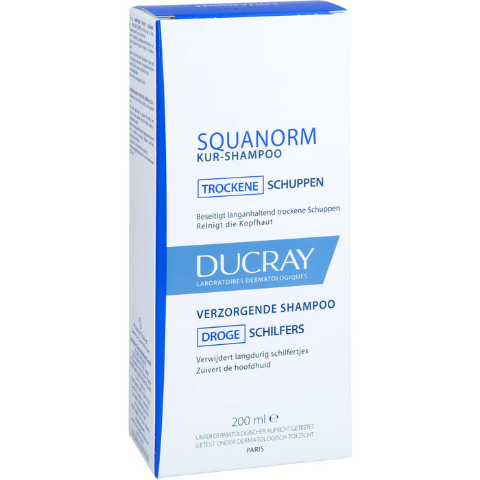 DUCRAY SQUANORM Kur-Shampoo beseitigt langanhaltend trockene Schuppen und reinigt die Kopfhaut, 200 ml Solution