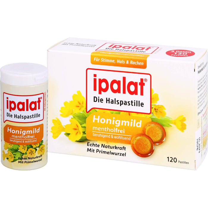 Ipalat Halspastillen honigmild o.Menthol zuckerfr., 120 St. Pastillen