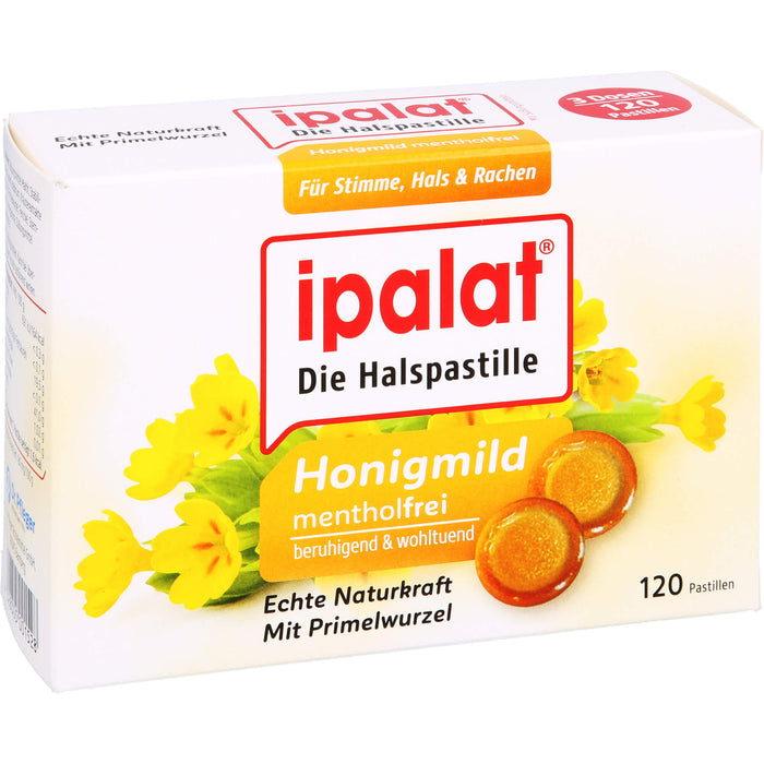 Ipalat Halspastillen honigmild ohne Menthol, 120 pcs. Pastilles