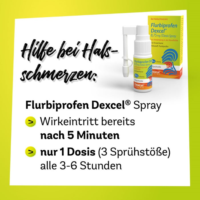 Flurbiprofen Dexcel 8,75 mg/Dosis Spray bei Halsschmerzen, 15 ml Lösung