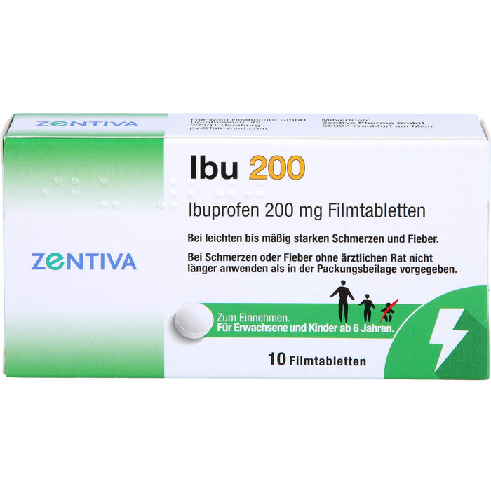 ZENTIVA Ibu 200 Filmtabletten bei Schmerzen und Fieber, 10 pcs. Tablets