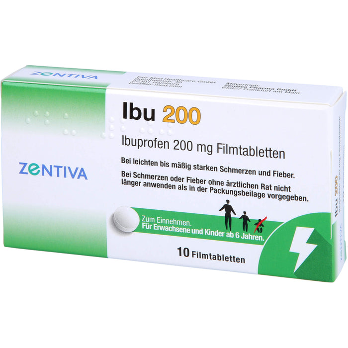 ZENTIVA Ibu 200 Filmtabletten bei Schmerzen und Fieber, 10 pc Tablettes