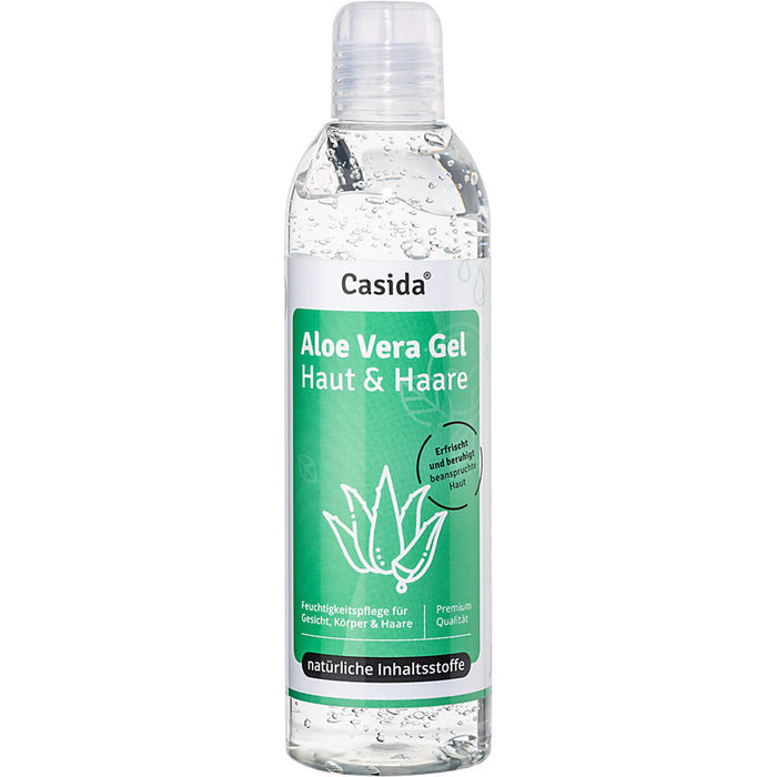 Casida Aloe Vera Gel 99% Pur für Gesicht, Haare und Körper - Spendet Feuchtigkeit und beruhigt, 200 ml Gel