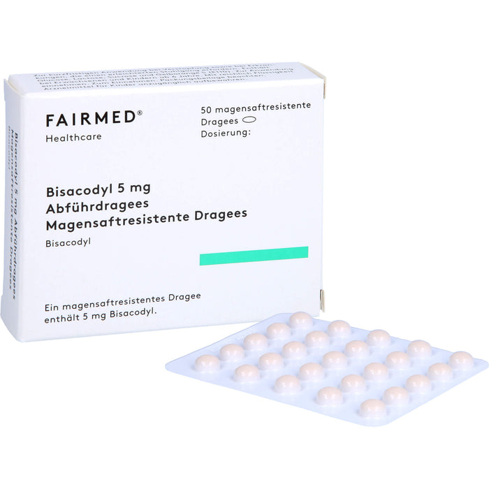 FAIRMED Bisacodyl 5 mg Dragees bei Verstopfung, 50 pc Dragées