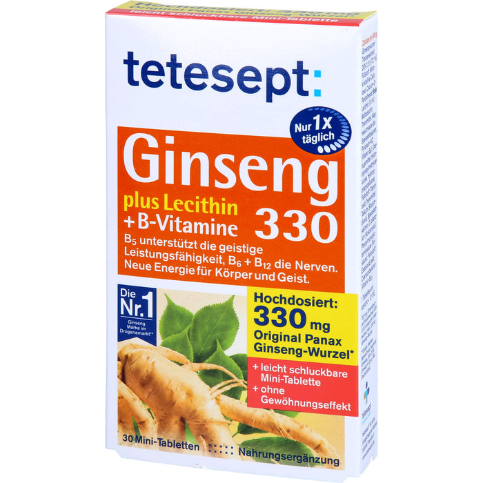 tetesept Ginseng 330 plus Lecithin + B-Vitamine, 30 St FTA