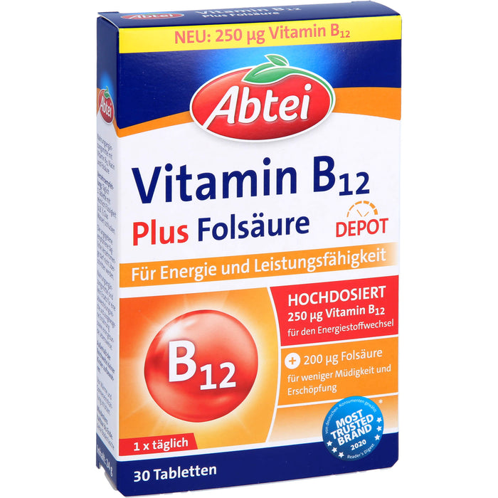 Abtei Vitamin B12 Plus Folsäure Depot, 30 St TAB