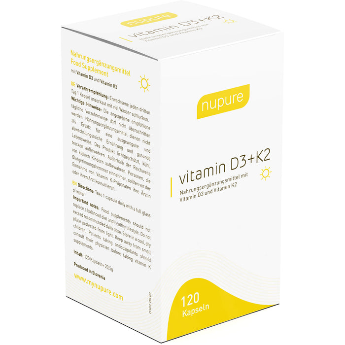 nupure vitamin D3 + K2 Kapseln, 120 St KAP