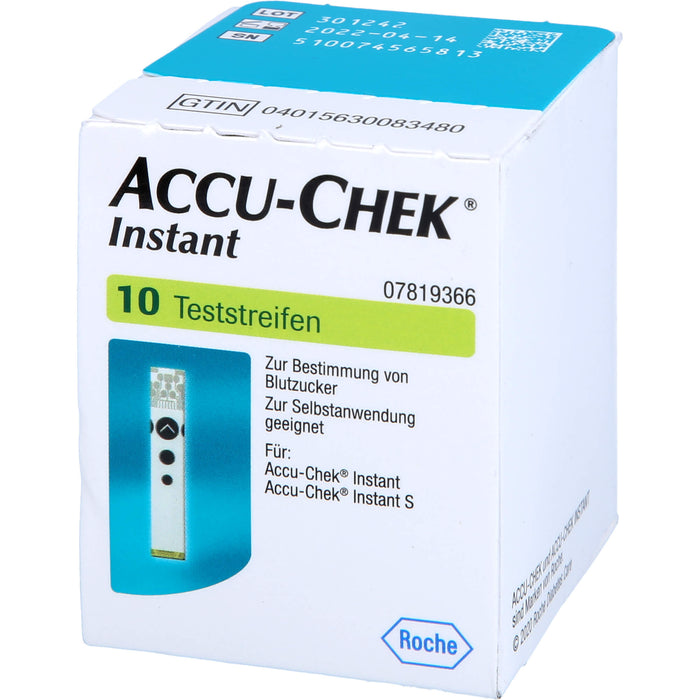 ACCU-CHEK Instant Teststreifen zur Bestimmung von Blutzucker, 10 pc Bandelettes réactives