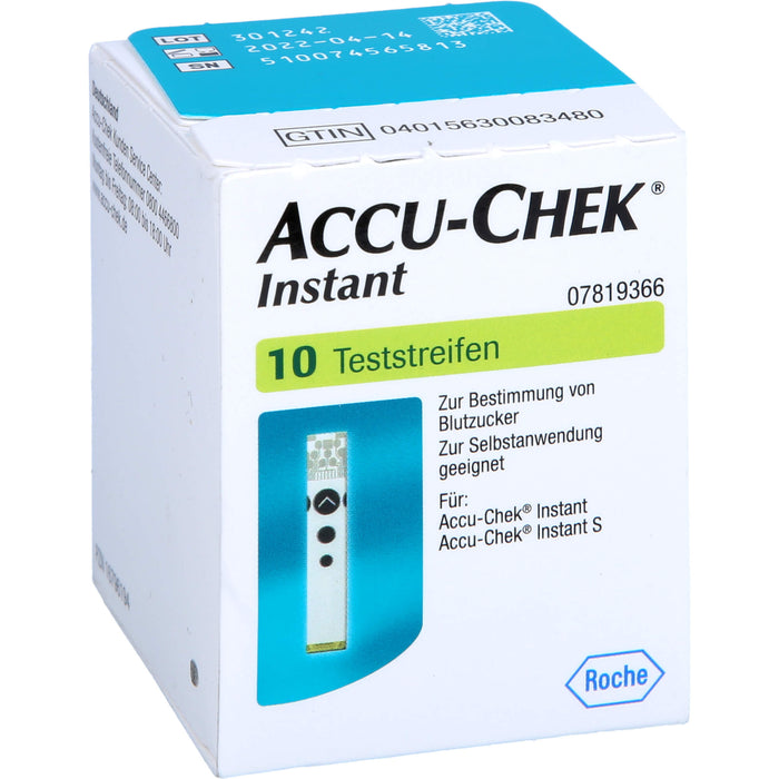 ACCU-CHEK Instant Teststreifen zur Bestimmung von Blutzucker, 10 pc Bandelettes réactives