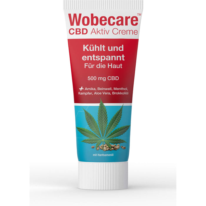 Wobecare CBD Aktiv Creme kühlt und entspannt für die Haut, 100 ml Crème