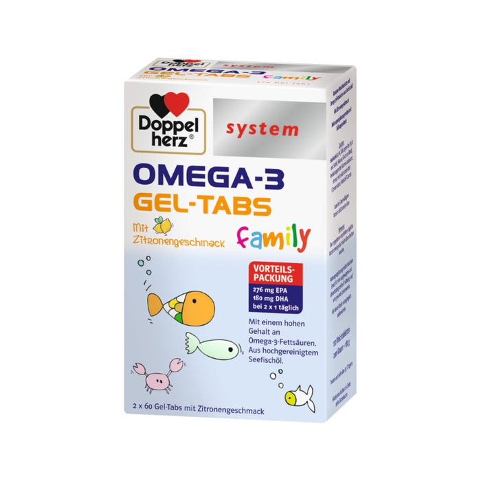 Doppelherz system Omega-3 Family Gel-Tabs Zitronengeschmack, 120 Stück, 120 St. Tabletten