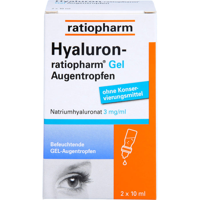 Hyaluron-ratiopharm Gel Augentropfen bei trockenen und gereizten Augen, 20 ml Lösung