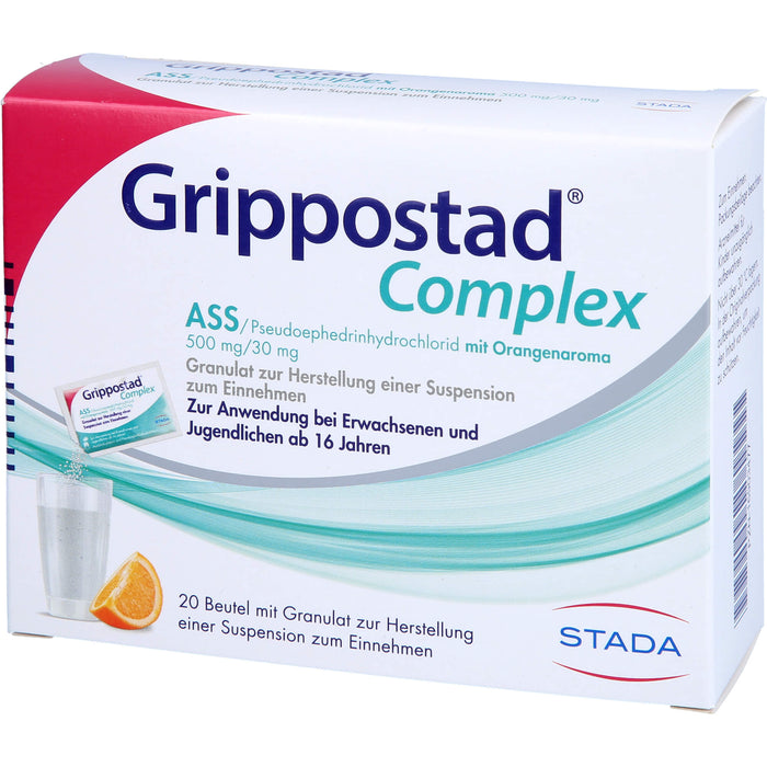 Grippostad Complex ASS / Pseudoephedrinhydrochlorid mit Orangenaroma 500 mg/30 mg Granulat, 20 pc Sachets