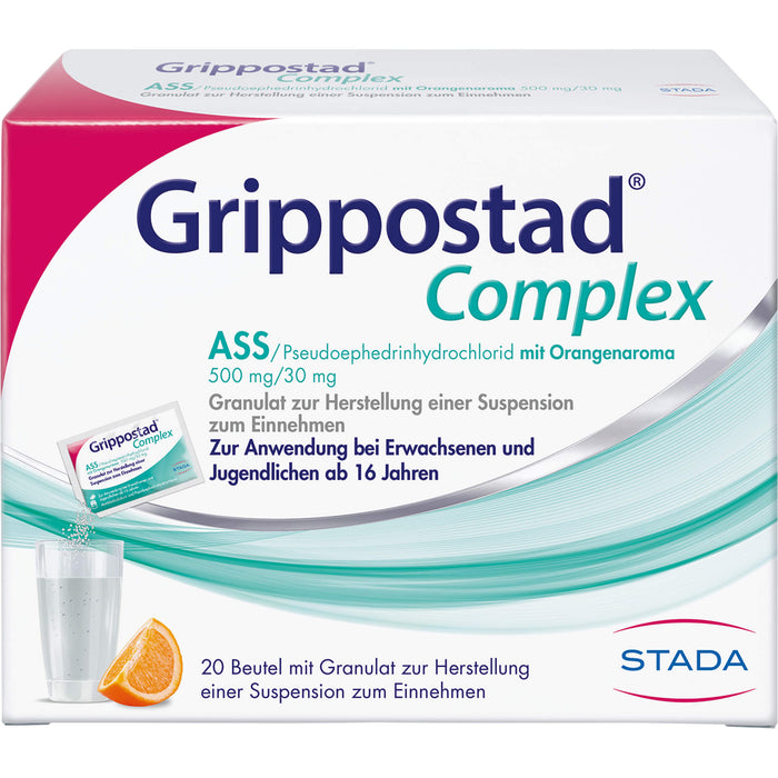 Grippostad Complex ASS / Pseudoephedrinhydrochlorid mit Orangenaroma 500 mg/30 mg Granulat, 20 St. Beutel