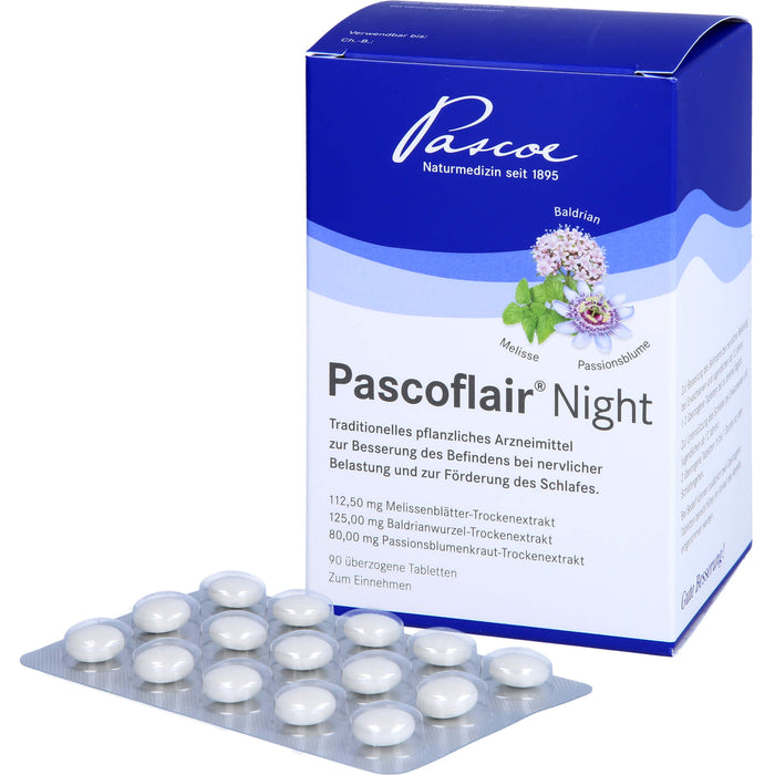 Pascoflair Night Tabletten zur Besserung des Befindens bei nervlicher Belastung und zur Förderung des Schlafes, 90 pcs. Tablets