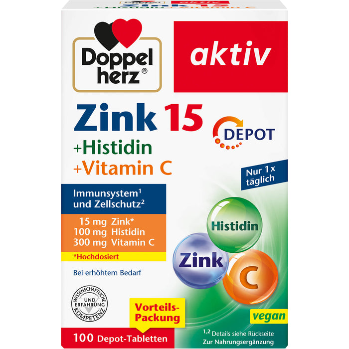 Doppelherz Zink 15mg + Histidin Depot, 100 St TAB