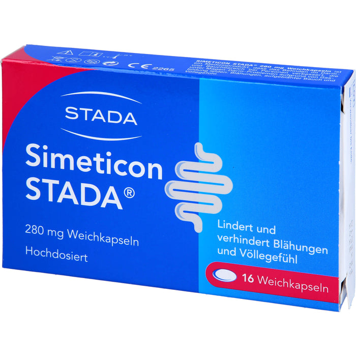 STADA Simeticon 280 mg Weichkapseln lindert und verhindert Blähungen und Völlegefühl, 16 pc Capsules