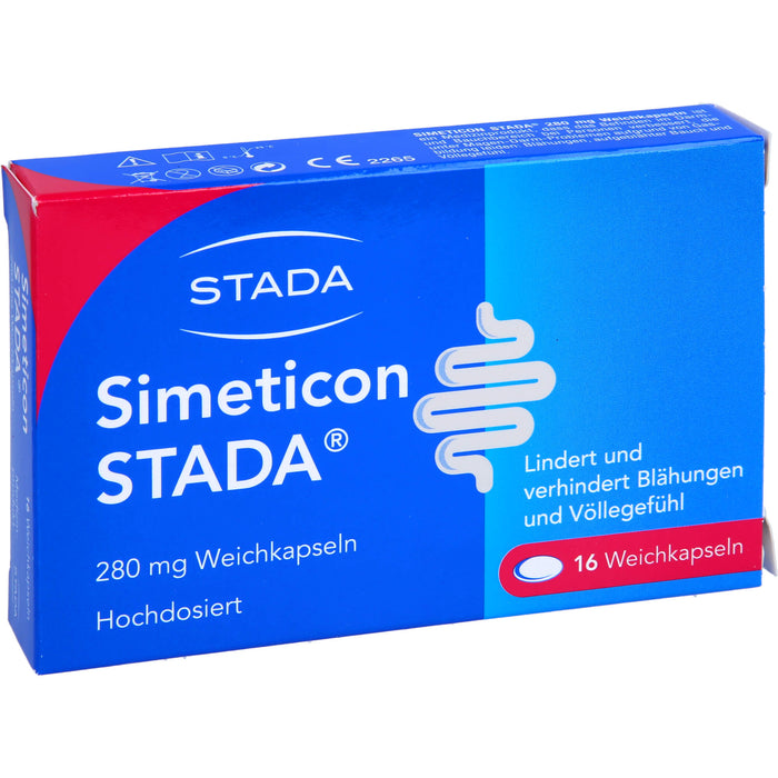 STADA Simeticon 280 mg Weichkapseln lindert und verhindert Blähungen und Völlegefühl, 16 pc Capsules