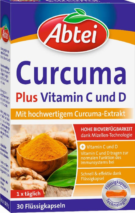 Abtei Curcuma Plus Vitamin C und D Kapseln, 30 pc Capsules