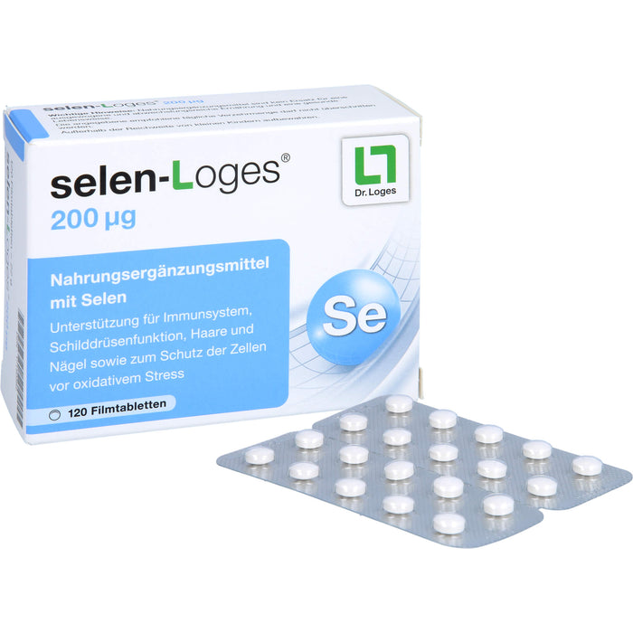 selen-Loges 200 µg Tabletten Unterstützung fürs Immunsystem, Schilddrüsenfunktion, Haare und Nägel sowie zum Schutz der Zellen vor oxidativem Stress, 120 pcs. Tablets