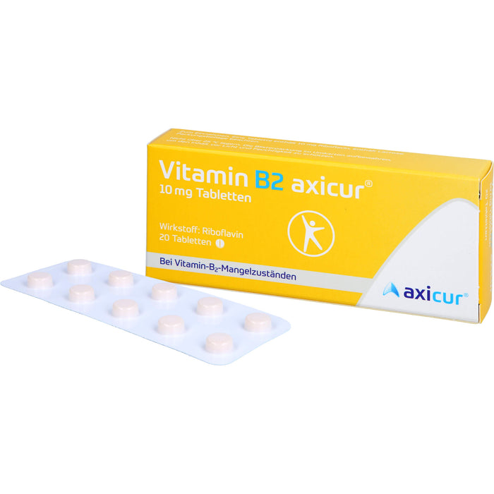 Vitamin B2 axicur 10 mg Tabletten bei Vitamin B2 Mangelzuständen, 20 St. Tabletten