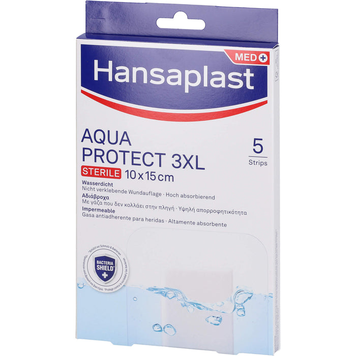 Hansaplast Aqua Protect 10 x 15 cm atmungsaktiver, wasserfester Wundverband polstert die Wunde, ohne zu verkleben, 5 pc pansement