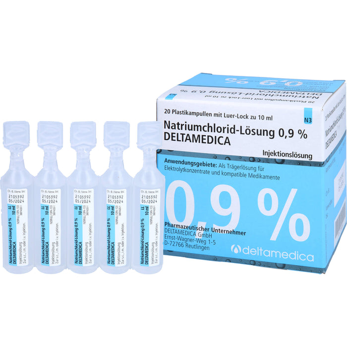 Natriumchlorid-Lösung 0,9 % Deltamedica, Injektionslösung, Luer -Lo Pl., 10 ml, 20X10 ml ILO