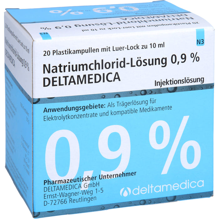 Natriumchlorid-Lösung 0,9 % Deltamedica, Injektionslösung, Luer -Lo Pl., 10 ml, 20X10 ml ILO