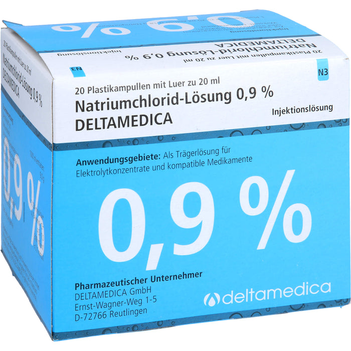 Natriumchlorid-Lösung 0,9 % Deltamedica, Injektionslösung, Luer Pl., 20 ml, 20X20 ml ILO