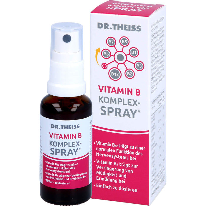 Dr. Theiss Vitamin B Komplex-Spray für eine normale Funktion des Nervensystems und zur Verringerung von Müdigkeit, 30 ml Lösung