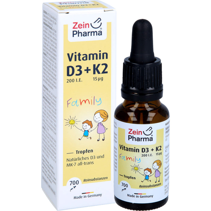 ZeinPharma Vitamin D3 + K2 MK-7 all trans Family Lösung, 20 ml Solution