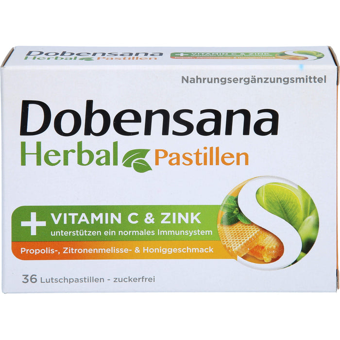 Dobensana Herbal Lutschpastillen mit  Honiggeschmack Vitamin C Zink, 36 pc Pastilles