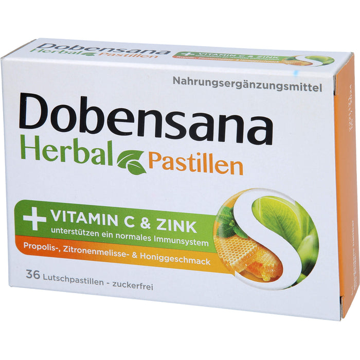 Dobensana Herbal Lutschpastillen mit  Honiggeschmack Vitamin C Zink, 36 pcs. Pastilles